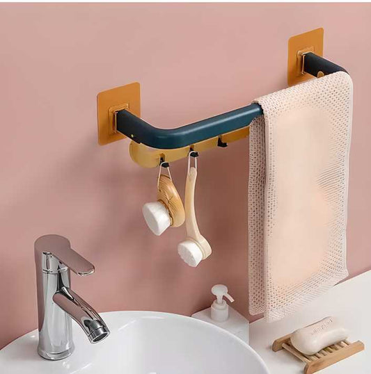 Double Layer Plastic Towel Rack with Hooks – Stylish Space Saver for Every Corner!