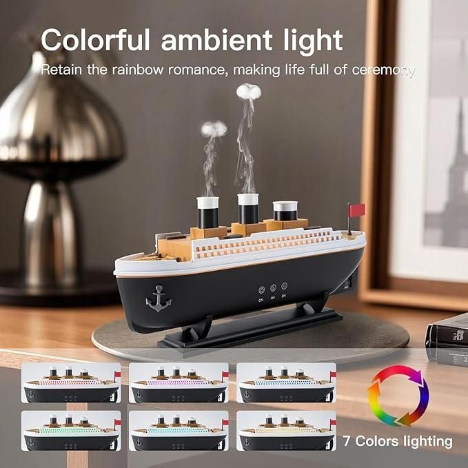 Boat Aroma Diffuser – Large Capacity, Elegant Design for Home & Office