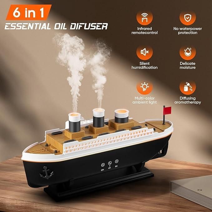 Boat Aroma Diffuser – Large Capacity, Elegant Design for Home & Office
