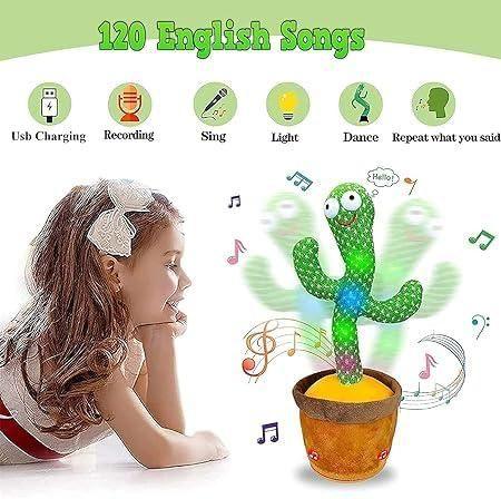 LED Dancing & Singing Cactus Toy | Mimicry, Music & Light-Up Fun for Kids & Adults