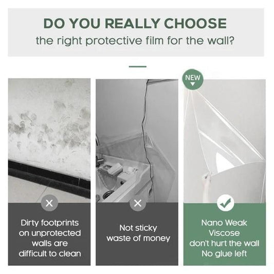 Self-Adhesive Transparent Electrostatic Wall Protection Film – Buy 1 Get 1 Free (Pack of 2, 40x100cm)