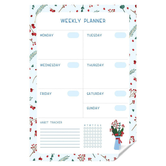 Weekly Planner Organizer Sheet – White, Cardboard Cover, Pack of 1