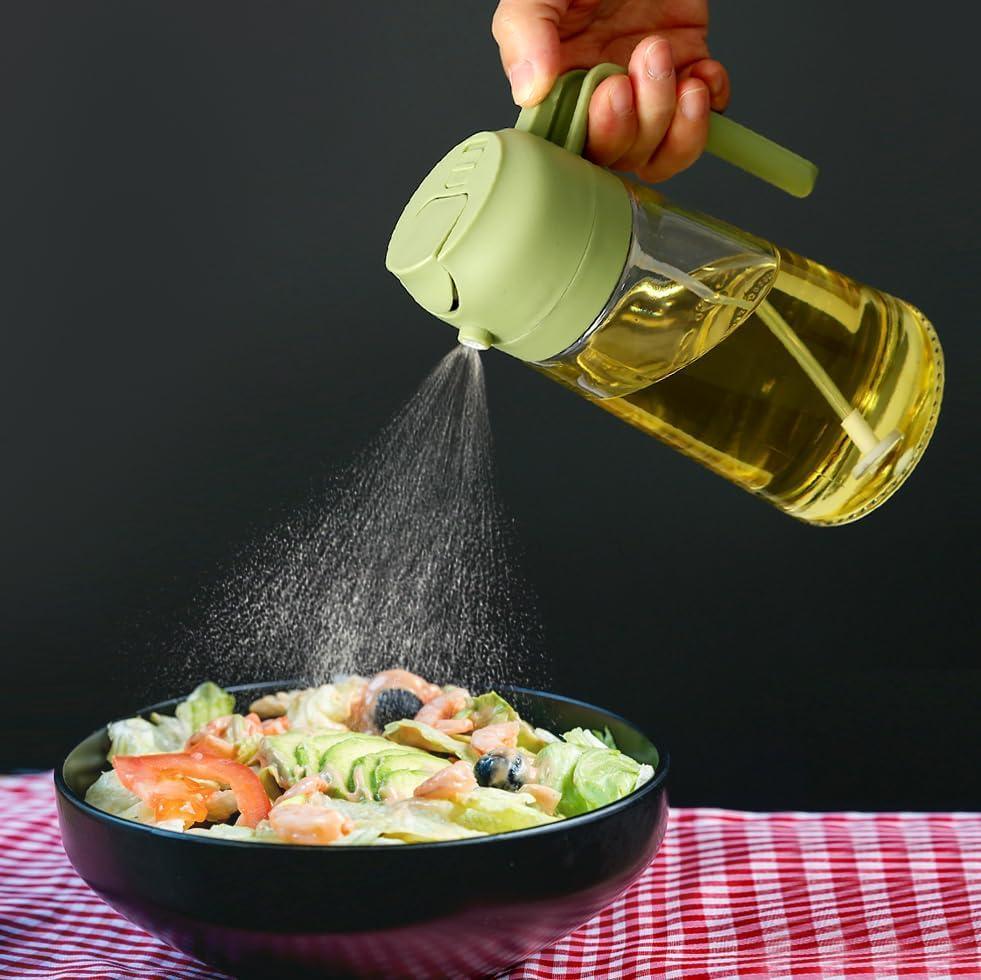 Portable Glass Oil Dispenser with Spray & Pour Function – 500ml | Ideal for Kitchen & Grilling