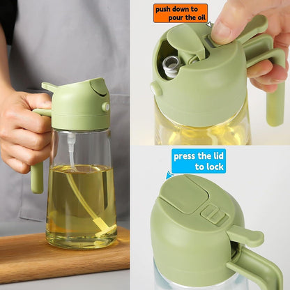 Portable Glass Oil Dispenser with Spray & Pour Function – 500ml | Ideal for Kitchen & Grilling