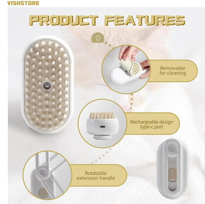 Steam Brush for Dogs and Cats – Gentle Grooming with a Warm Touch