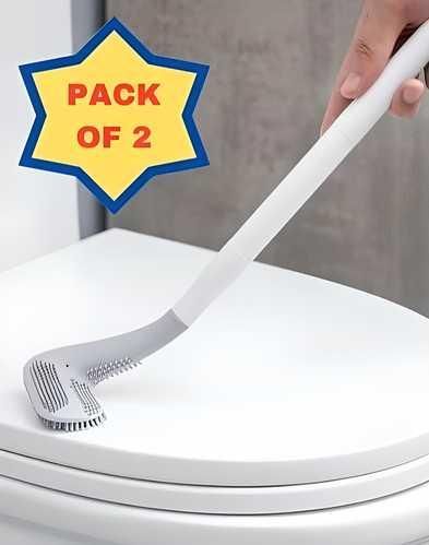 Golf Toilet Brushes with Flexible Silicone Heads and Wall-Mounted Holders – Pack of 2