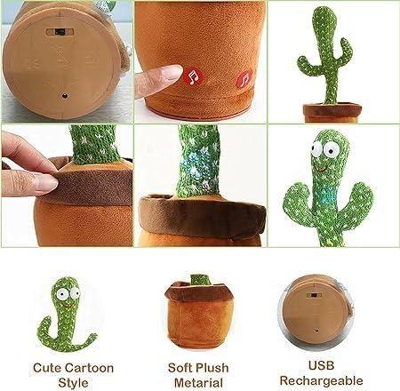LED Dancing & Singing Cactus Toy | Mimicry, Music & Light-Up Fun for Kids & Adults