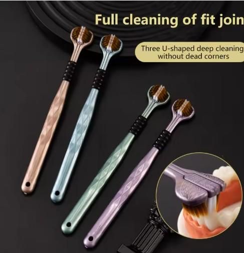 3-Sided Toothbrush for Adults – Pack of 4 Deep Cleaning