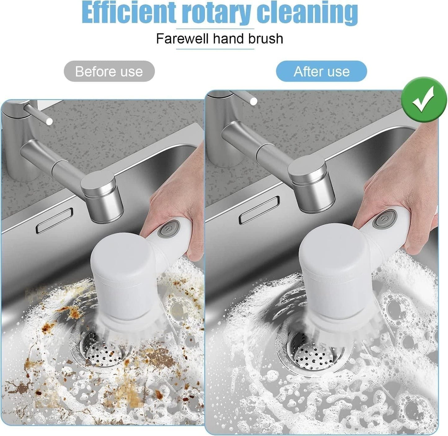 5-in-1 Cordless Electric Spin Scrubber for Bathroom, Kitchen & Home (Rechargeable, White)
