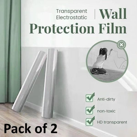 Self-Adhesive Transparent Electrostatic Wall Protection Film – Buy 1 Get 1 Free (Pack of 2, 40x100cm)
