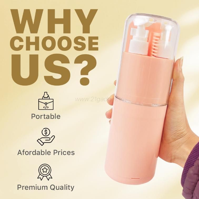 Travel Essential Kit – 6‑in‑1 Portable Toiletry Dispenser with Comb, Mirror & Towel