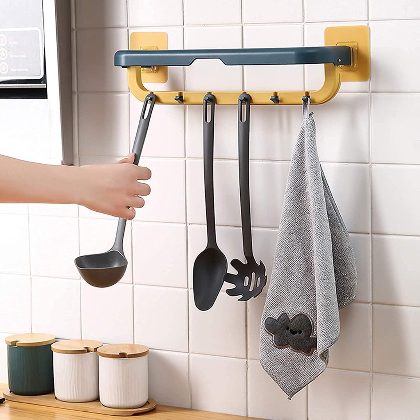Double Layer Plastic Towel Rack with Hooks – Stylish Space Saver for Every Corner!