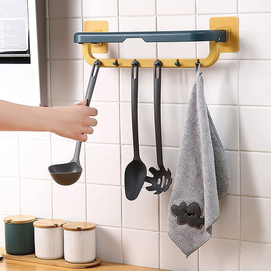 Double Layer Plastic Towel Rack with Hooks – Stylish Space Saver for Every Corner!