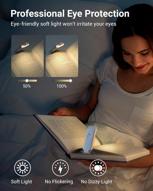 USB Rechargeable Book Reading Light with Adjustable Brightness – Eye Protection Design