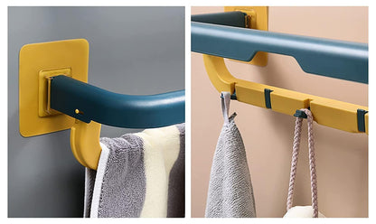 Double Layer Plastic Towel Rack with Hooks – Stylish Space Saver for Every Corner!