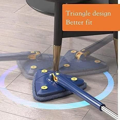 Blue Triangle Squeezing Mop with 360° Rotation and Stainless Steel Handle