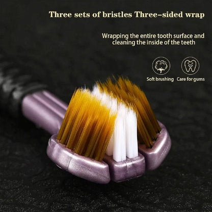 3-Sided Toothbrush for Adults – Pack of 4 Deep Cleaning