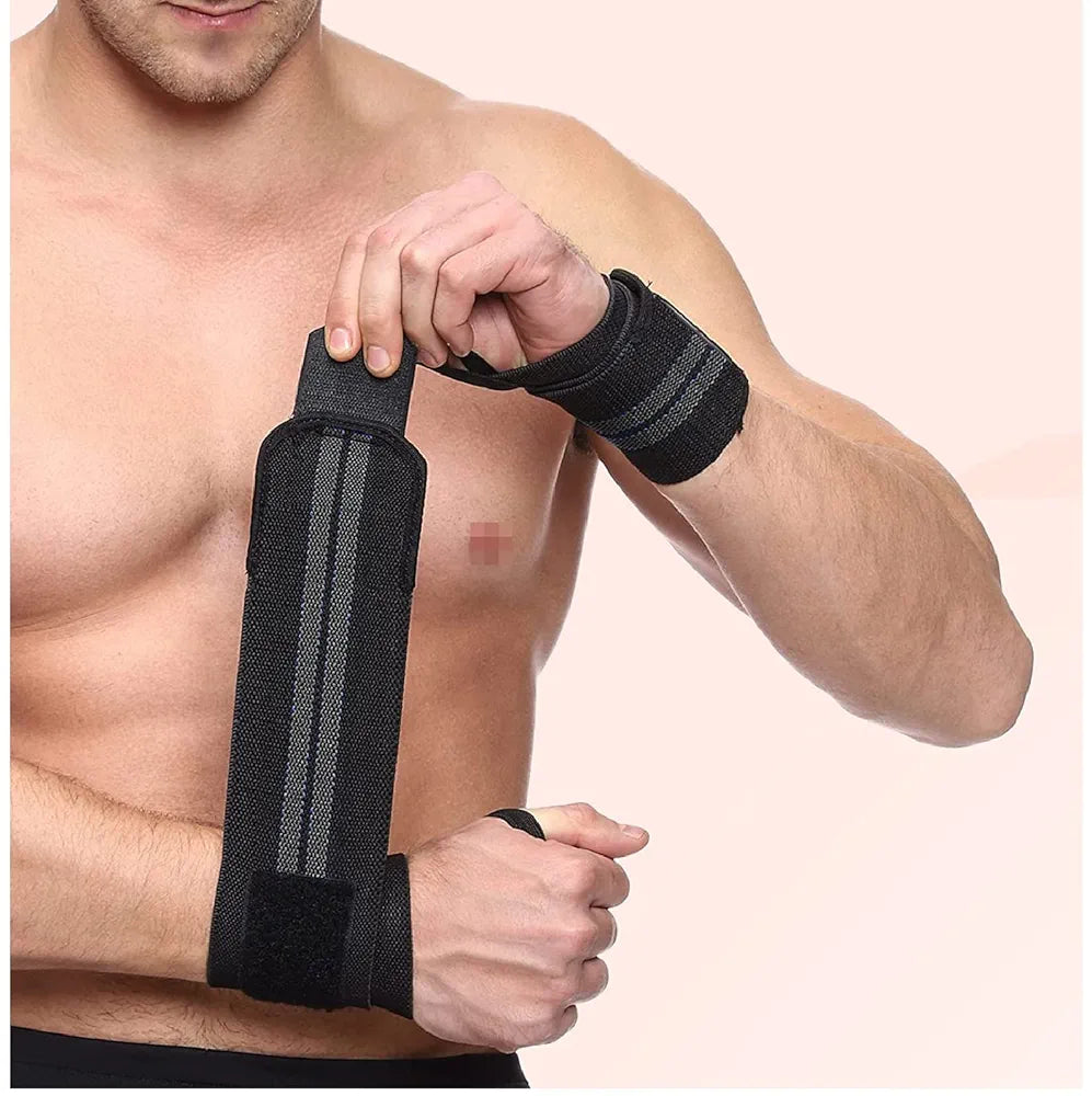 Wrist Band Straps with Thumb Loop for Gym, Weightlifting & CrossFit (Black, Pack of 1)