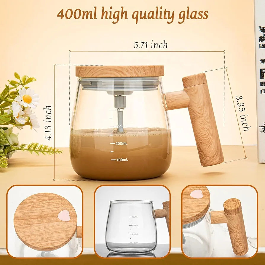 Self Stirring Coffee Mug – Automatic Glass Mixing Cup for Tea, Coffee & Hot Drinks (Battery Operated)