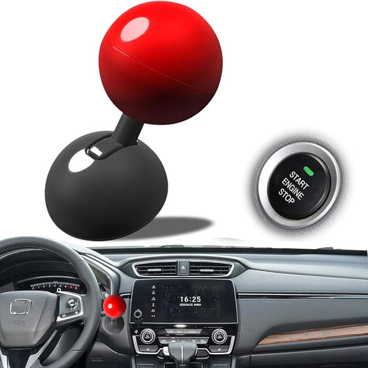 Red Alloy Joystick Push-To-Start Button Cover with Base—Car Interior Start Button Protector