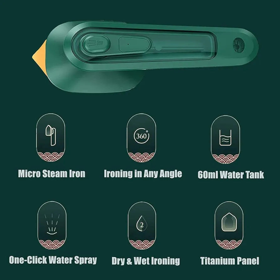 Mini Portable Iron Steamer for Clothes – Handheld Dry & Wet Iron with Titanium Panel | Travel-Friendly