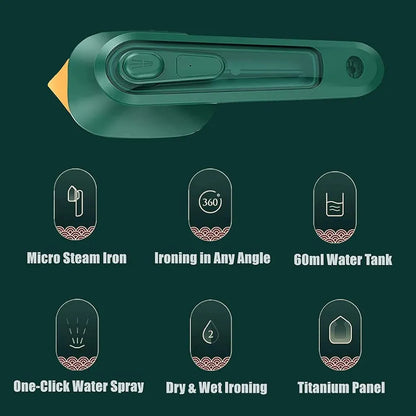 Mini Portable Iron Steamer for Clothes – Handheld Dry & Wet Iron with Titanium Panel | Travel-Friendly