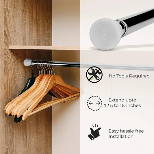 Adjustable Hanging Rod for Window, Closet & Bathroom – No Drill Installation