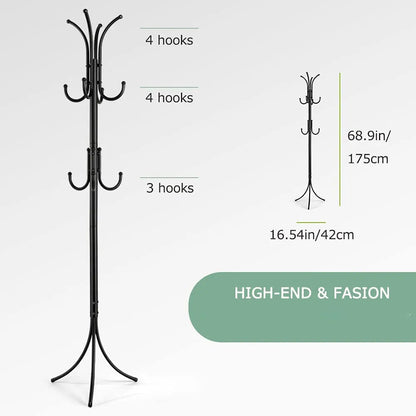 Elegant 6-Hook Iron Coat & Clothes Stand – Space-Saving Style