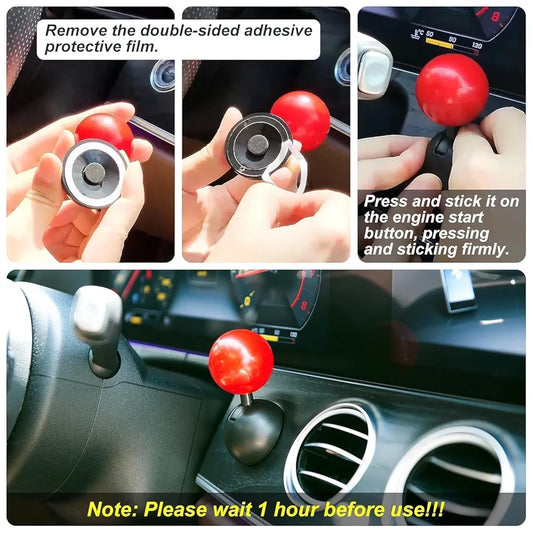 Red Alloy Joystick Push-To-Start Button Cover with Base—Car Interior Start Button Protector