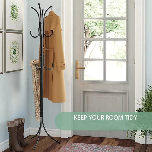 Elegant 6-Hook Iron Coat & Clothes Stand – Space-Saving Style