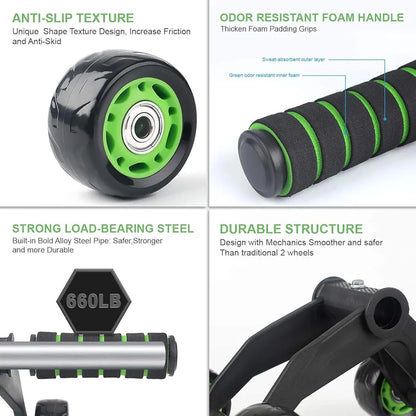 Unisex 4-Wheel AB Roller – Stable & Powerful Core Trainer for All Fitness Levels