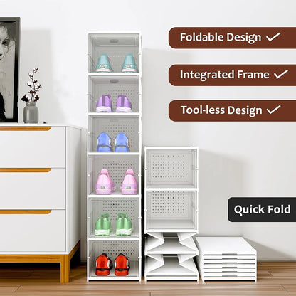 4-Layer Foldable Plastic Shoe Rack Organizer – Compact Storage Solution for Home & Entryway