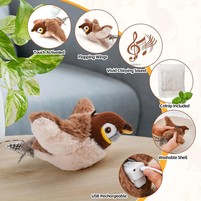 Rechargeable Flapping & Chirping Bird Toy – Interactive Fun for Cats