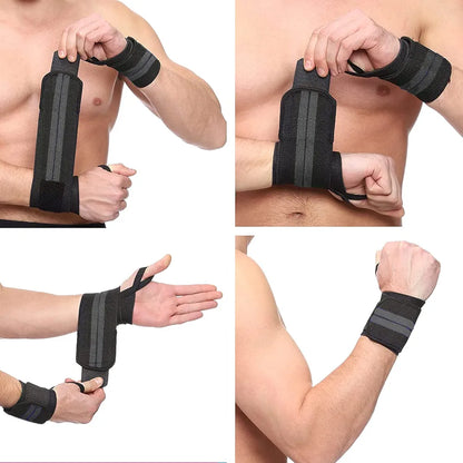 Wrist Band Straps with Thumb Loop for Gym, Weightlifting & CrossFit (Black, Pack of 1)