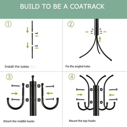 Elegant 6-Hook Iron Coat & Clothes Stand – Space-Saving Style