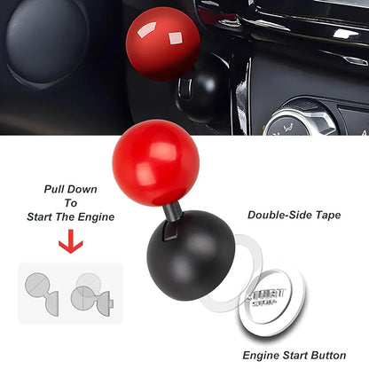 Red Alloy Joystick Push-To-Start Button Cover with Base—Car Interior Start Button Protector