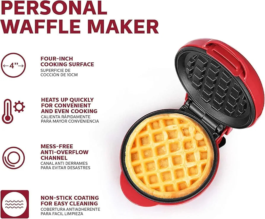 Compact Non-Stick Electric Waffle Maker – 350W Mini Breakfast Iron Machine