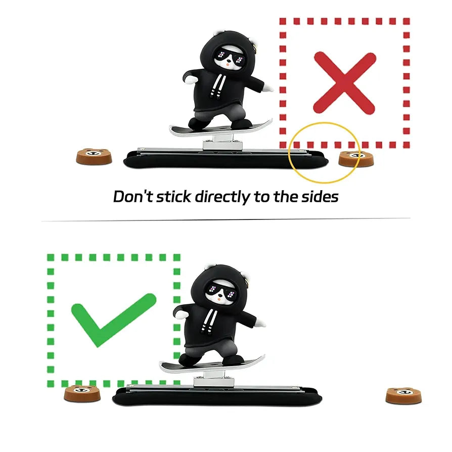 Cool Bear Skateboard Dashboard Bobblehead – Black Plastic Car Decor Figurine