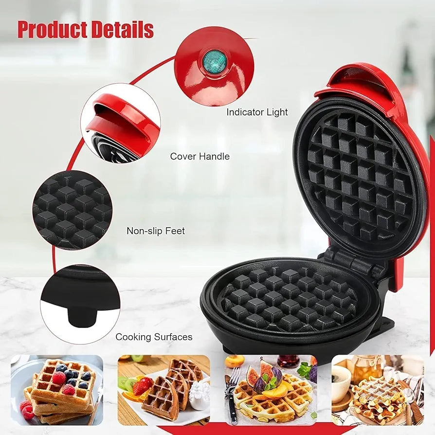 Compact Non-Stick Electric Waffle Maker – 350W Mini Breakfast Iron Machine