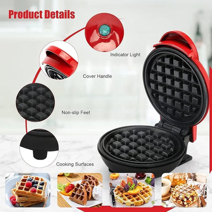 Compact Non-Stick Electric Waffle Maker – 350W Mini Breakfast Iron Machine