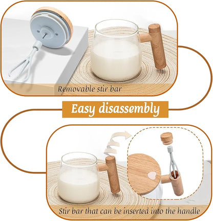 Self Stirring Coffee Mug – Automatic Glass Mixing Cup for Tea, Coffee & Hot Drinks (Battery Operated)