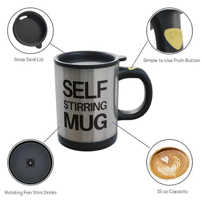Self-Stirring Coffee Mug – 400ml Automatic Mixing Stainless Steel Cup