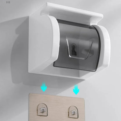 Wall-Mounted Toilet Roll Holder with Shelf – No Drill, Self-Adhesive