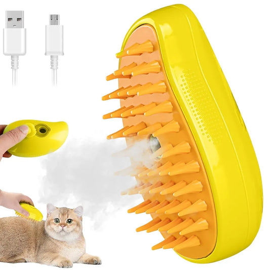 3-in-1 Steamy Pet Grooming Brush – Mango Shaped Vapor Cleanser & Hair Remover for Cats