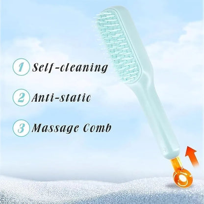 Self-Cleaning Anti-Static Massage Comb for Adults & Kids