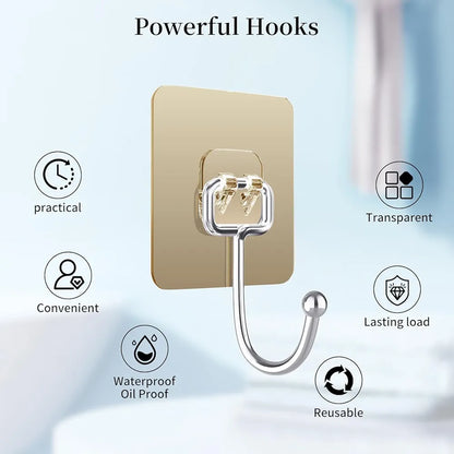 Golden Large Hooks for Hanging – Stainless Steel, Rust Resistant, Pack of 10