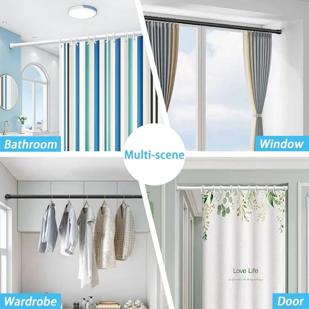 Adjustable Hanging Rod for Window, Closet & Bathroom – No Drill Installation
