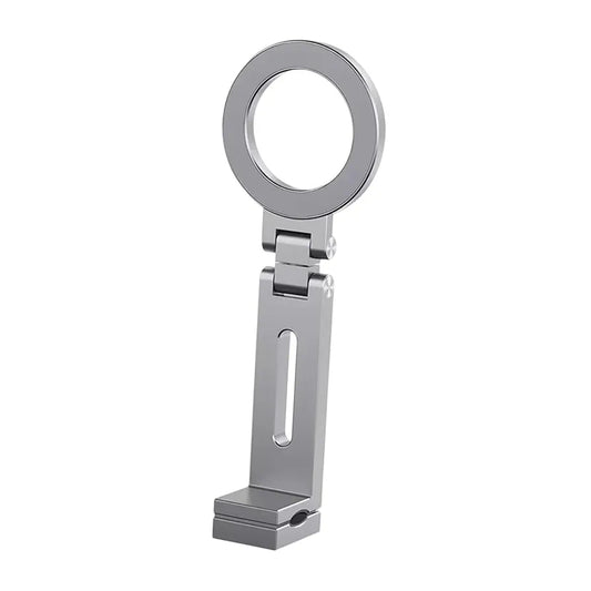 MagSafe-Compatible Clamp-On Magnetic Phone Stand – Stainless Steel, Silver