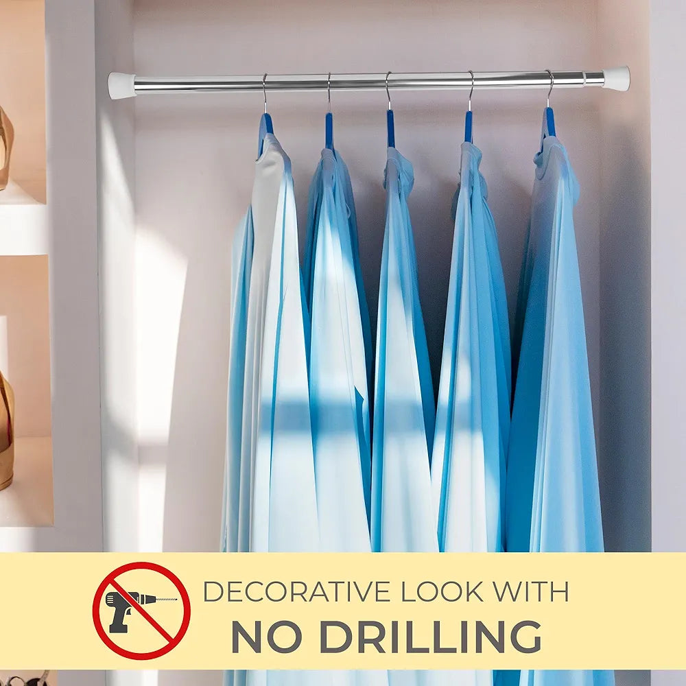 Adjustable Hanging Rod for Window, Closet & Bathroom – No Drill Installation