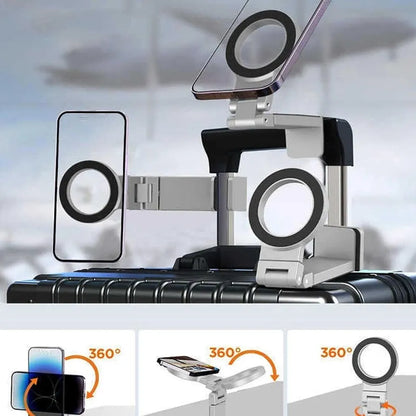 MagSafe-Compatible Clamp-On Magnetic Phone Stand – Stainless Steel, Silver